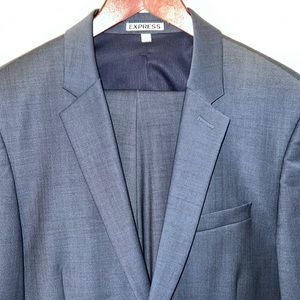 Express Navy Mens Suit 40R Slim Wool Blend